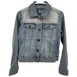 Marine Layer Denim Jacket Trucker Jean Button Down Light Wash Colorblock XS